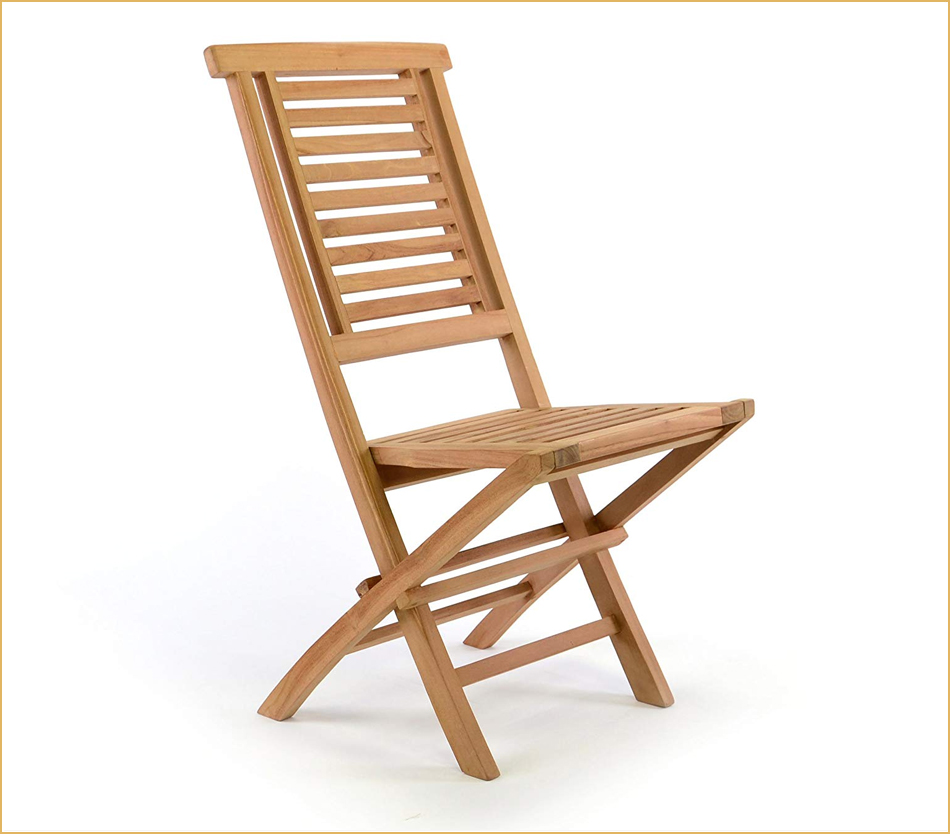 DIVERO Gartenstuhl Hochlehner Teak klappbar massiv Holz Stuhl 6-fach verstellbar 